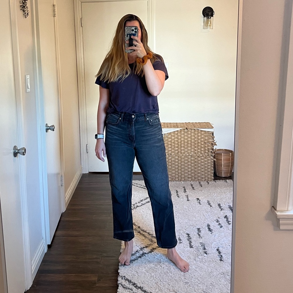 AE Stretch Super High-Waisted Ankle Straight Jean
